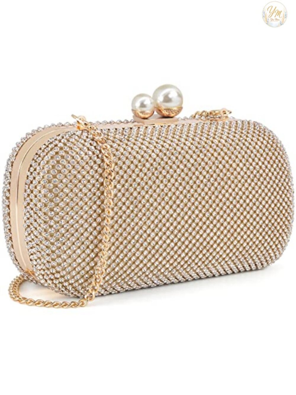 Rhinestone Crystal Studded Evening Clutch with Chain for Party Wedding
